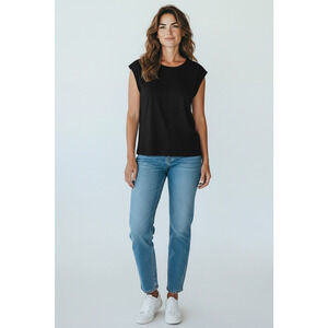 Connie's Moonlight Black Tank Top Size 2XL Shell Sleeveless Minimalist Neutral